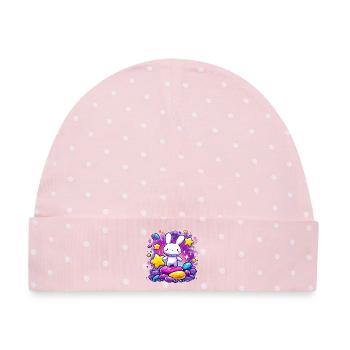 Kuschelbunny im Zuckersturm - Baby Premium Organic Mütze - Rosa/Weiße Punkte - Vorne