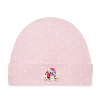 Sommerblumen Bouquet - Baby Premium Organic Mütze - Rosa/Weiße Punkte - Vorne