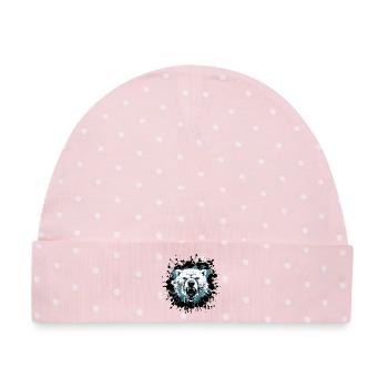 Eisbär im Splatter-Style - Baby Premium Organic Mütze - Rosa/Weiße Punkte - Vorne