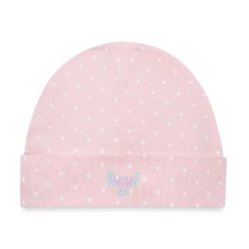 Neon-Eule mit Blitzen - Baby Premium Organic Mütze - Rosa/Weiße Punkte - Vorne