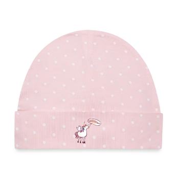Einhorn Comic, wow, Staunt - Baby Premium Organic Mütze - Rosa/Weiße Punkte - Vorne