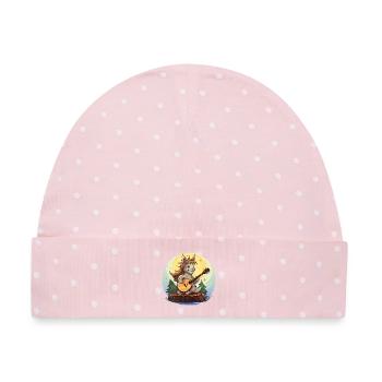Mondlicht Esel Gitarrist - Baby Premium Organic Mütze - Rosa/Weiße Punkte - Vorne