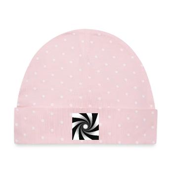 Monochromer Spiralwirbel - Baby Premium Organic Mütze - Rosa/Weiße Punkte - Vorne