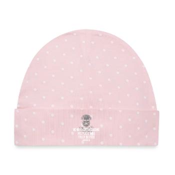 Aristoteles' Zitat der furchtlosen Freiheit - Baby Premium Organic Mütze - Rosa/Weiße Punkte - Vorne