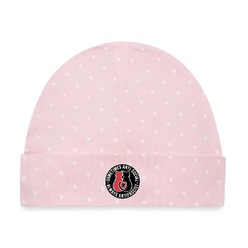 Anti Social Antifa - Antifascist Merch - Baby Premium Organic Mütze - Rosa/Weiße Punkte - Vorne
