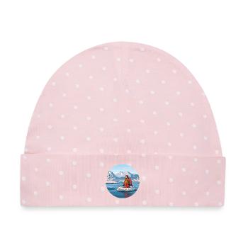 Alpine Rettungsfahrt im Eissee - Baby Premium Organic Mütze - Rosa/Weiße Punkte - Vorne