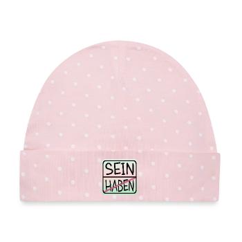 ACHTSAMKEIT HABEN SEIN - Baby Premium Organic Mütze - Rosa/Weiße Punkte - Vorne