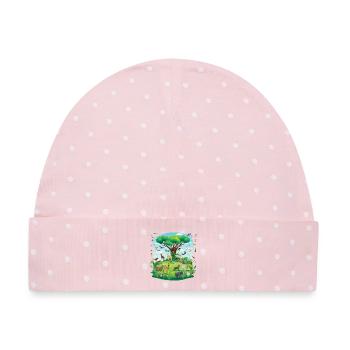 Tierparadies unter dem Baum - Baby Premium Organic Mütze - Rosa/Weiße Punkte - Vorne