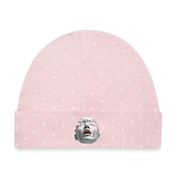 Zerbrochene Porzellanmaske - Baby Premium Organic Mütze - Rosa/Weiße Punkte - Vorne