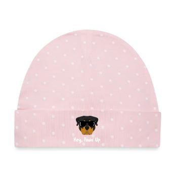 Coole Rottweiler-Sonnenbrille Hey Paws Up, Hundemama - Baby Premium Organic Mütze - Rosa/Weiße Punkte - Vorne
