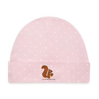 Eichhörnchen mit Eichel - Baby Premium Organic Mütze - Rosa/Weiße Punkte - Vorne