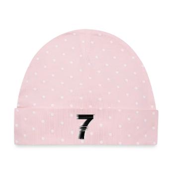 Sieben Glitch-Pinsel - Baby Premium Organic Mütze - Rosa/Weiße Punkte - Vorne