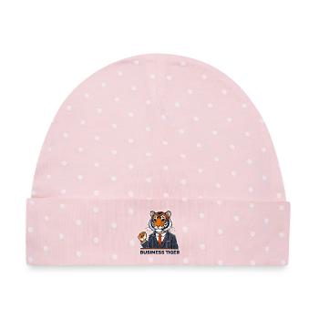 Business Tiger im Anzug - Baby Premium Organic Mütze - Rosa/Weiße Punkte - Vorne