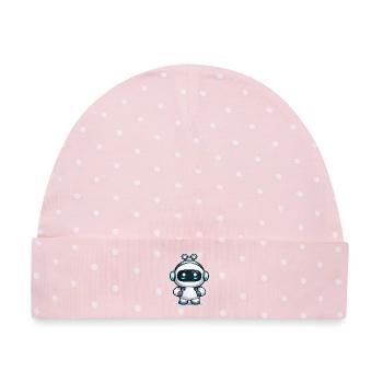 Copilot KI-Roboter-Maskottchen niedlicher Entwickler-Aufkleber - Baby Premium Organic Mütze - Rosa/Weiße Punkte - Vorne