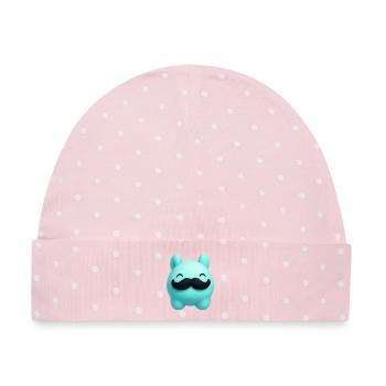 Mr. Minimalist, übertriebener süßer Charakter - Baby Premium Organic Mütze - Rosa/Weiße Punkte - Vorne