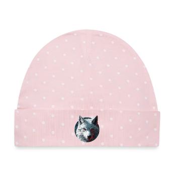 Wolf-Design - Baby Premium Organic Mütze - Rosa/Weiße Punkte - Vorne