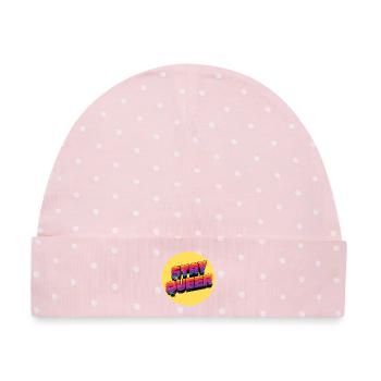 Stay Queer Regenbogen Grafik - Baby Premium Organic Mütze - Rosa/Weiße Punkte - Vorne