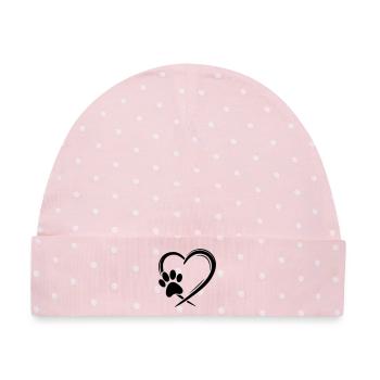 Pfote Herz - Baby Premium Organic Mütze - Rosa/Weiße Punkte - Vorne