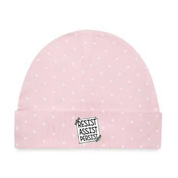 Resist Assist Persist Aktivismus Motivation Logo - Baby Premium Organic Mütze - Rosa/Weiße Punkte - Vorne
