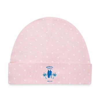 Munich Surfing 2026 Palmen Silhouette - Baby Premium Organic Mütze - Rosa/Weiße Punkte - Vorne