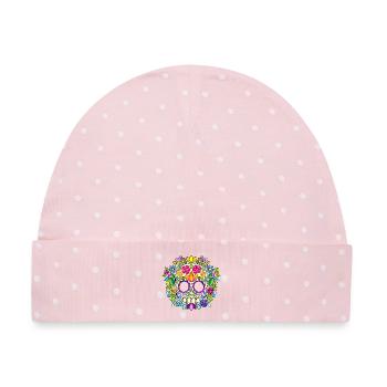 Zuckerschädel Floral Calavera Tag der Toten - Baby Premium Organic Mütze - Rosa/Weiße Punkte - Vorne