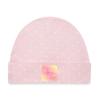 Stolz auf Dich Anerkennung - Baby Premium Organic Mütze - Rosa/Weiße Punkte - Vorne