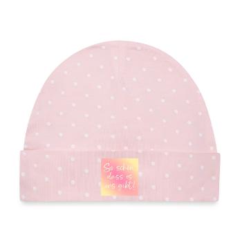 Beziehung Partnerschaft - Baby Premium Organic Mütze - Rosa/Weiße Punkte - Vorne
