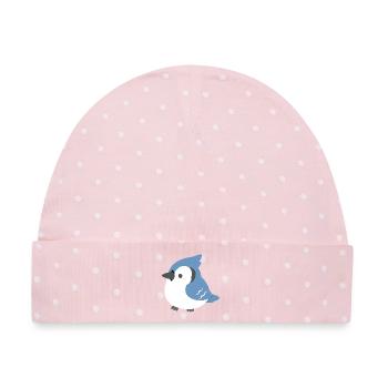 Blue Jay Chick Cartoon - Baby Premium Organic Mütze - Rosa/Weiße Punkte - Vorne