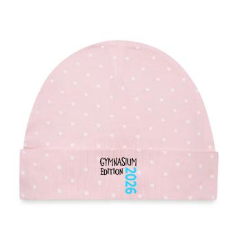 Gymnasium 2026 - Baby Premium Organic Mütze - Rosa/Weiße Punkte - Vorne