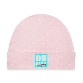 Du bist einzigartig - Baby Premium Organic Mütze - Rosa/Weiße Punkte - Vorne