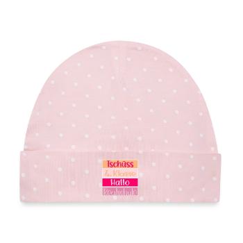 Schulwechsel Hallo Realschule - Baby Premium Organic Mütze - Rosa/Weiße Punkte - Vorne