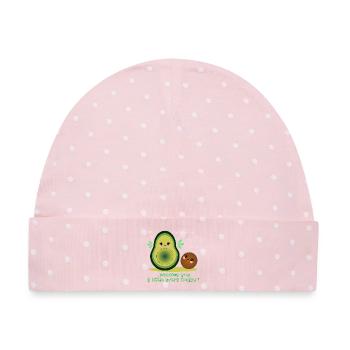 Dich vermissen – Avocado-Beziehung - Baby Premium Organic Mütze - Rosa/Weiße Punkte - Vorne