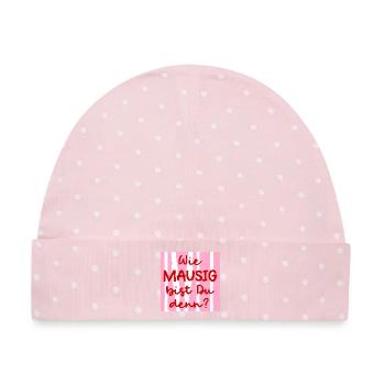 Freundschaft Maus Freundin - Baby Premium Organic Mütze - Rosa/Weiße Punkte - Vorne