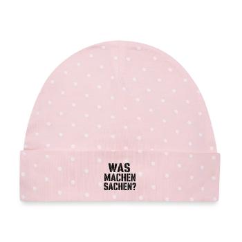 Was machen Sachen? Stencil Streetwear - Baby Premium Organic Mütze - Rosa/Weiße Punkte - Vorne
