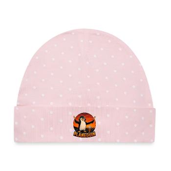 Platanguin, Pinguin und Flugzeuge - Baby Premium Organic Mütze - Rosa/Weiße Punkte - Vorne