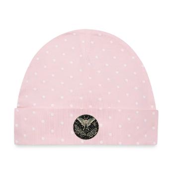Kosmische Schmetterlinge in einem Mandala - Baby Premium Organic Mütze - Rosa/Weiße Punkte - Vorne