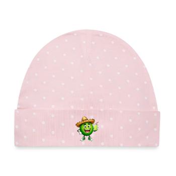 Happy Lime mit einem Getränk - Baby Premium Organic Mütze - Rosa/Weiße Punkte - Vorne