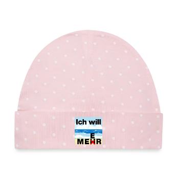 ICH WILL MEER, MEHR BRAUCHE ICH NICHT, MEERLIEBE - Baby Premium Organic Mütze - Rosa/Weiße Punkte - Vorne