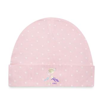 Night Hike – Cosmic Outdoor - Baby Premium Organic Mütze - Rosa/Weiße Punkte - Vorne