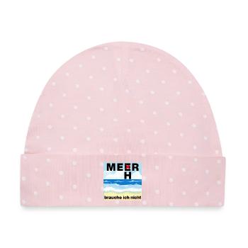 ICH WILL MEER, MEHR BRAUCHE ICH NICHT, MEERLIEBE - Baby Premium Organic Mütze - Rosa/Weiße Punkte - Vorne