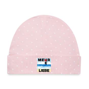 MEERLIEBE, MEER, URLAUB, FERNWEH, SONNE, URLAUB - Baby Premium Organic Mütze - Rosa/Weiße Punkte - Vorne