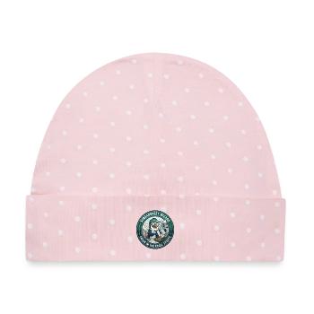 Lustiges Buchhalter-Pinguin-Tabellen-Zauberer-Abzeichen - Baby Premium Organic Mütze - Rosa/Weiße Punkte - Vorne