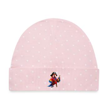 Papageienpirat - Baby Premium Organic Mütze - Rosa/Weiße Punkte - Vorne