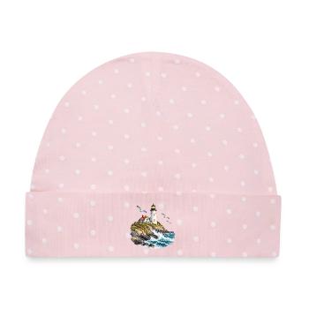 Leuchtturm an rauer Küste - Baby Premium Organic Mütze - Rosa/Weiße Punkte - Vorne