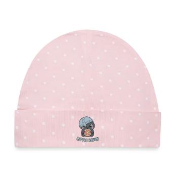 Kleiner Wikinger Rabe mit Schild - Baby Premium Organic Mütze - Rosa/Weiße Punkte - Vorne