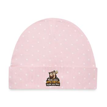 Sinnvoller Eulenwitz - Baby Premium Organic Mütze - Rosa/Weiße Punkte - Vorne