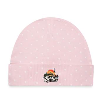Berlin Skyline Retro Hauptstadt Motiv Wahrzeichen  - Baby Premium Organic Mütze - Rosa/Weiße Punkte - Vorne