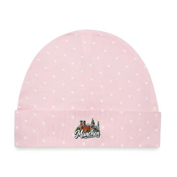 München Dom & Rathaus Sticker - Baby Premium Organic Mütze - Rosa/Weiße Punkte - Vorne