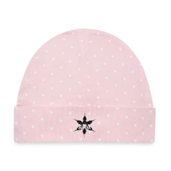 Dunkler Ninja Emblem Sternlogo - Baby Premium Organic Mütze - Rosa/Weiße Punkte - Vorne