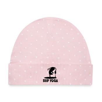 Sup Cat Yoga - Baby Premium Organic Mütze - Rosa/Weiße Punkte - Vorne